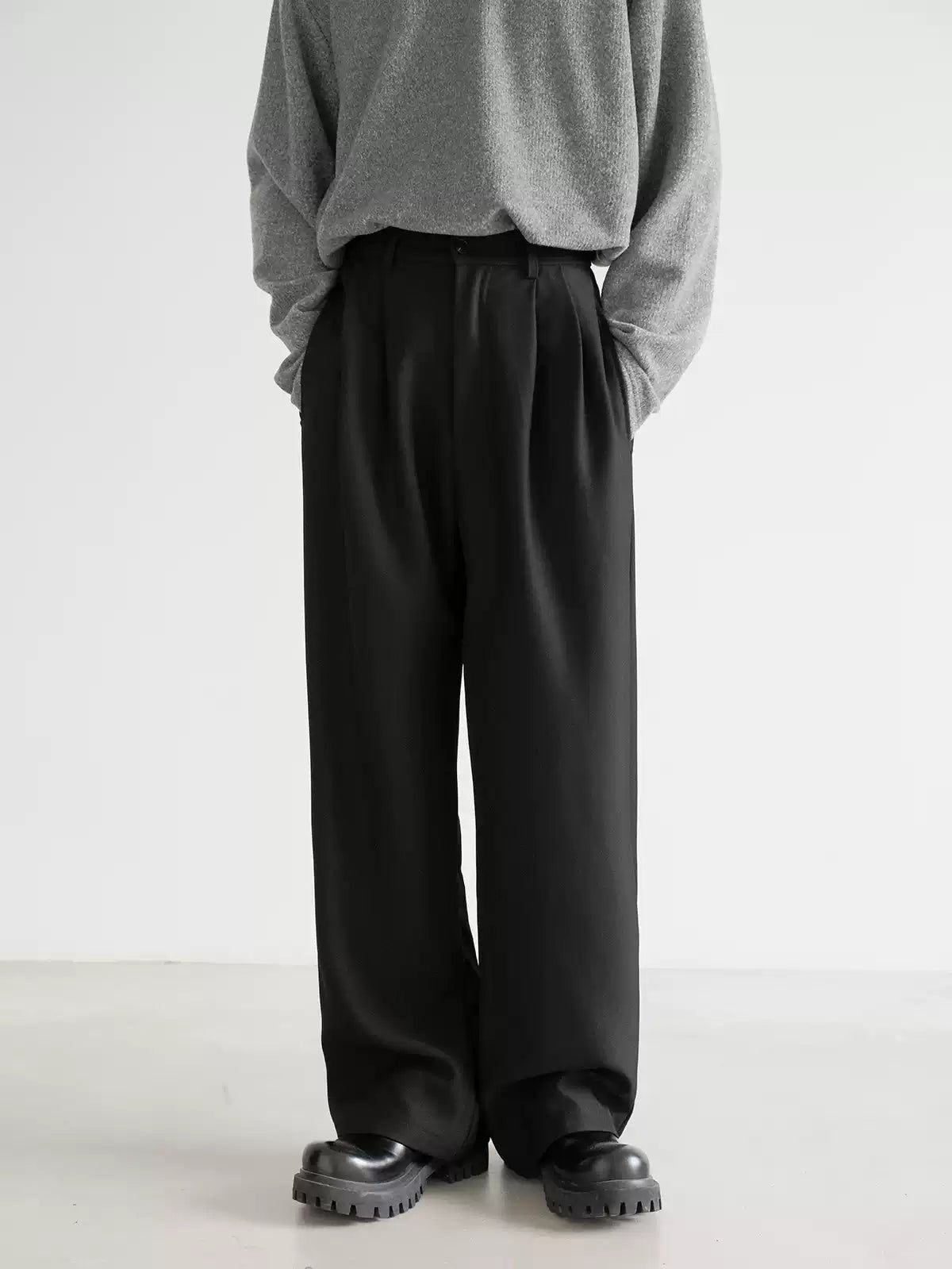 Zhou Semi-Elastic Waist Casual Trousers-korean-fashion-Trousers-Zhou's Closet-OH Garments