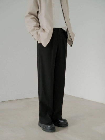 Zhou Semi-Elastic Waist Casual Trousers-korean-fashion-Trousers-Zhou's Closet-OH Garments