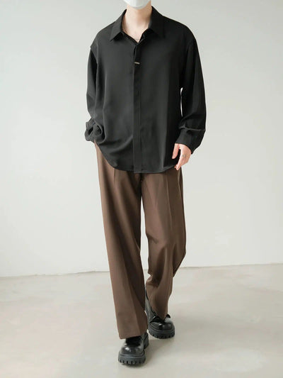 Zhou Semi-Elastic Waist Casual Trousers-korean-fashion-Trousers-Zhou's Closet-OH Garments