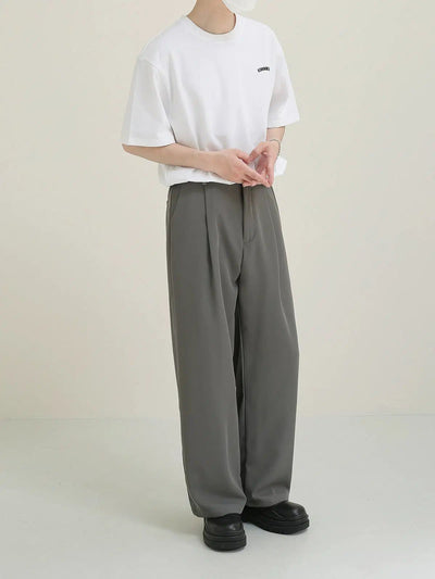 Zhou Semi-Elastic Waist Straight Trousers-korean-fashion-Trousers-Zhou's Closet-OH Garments