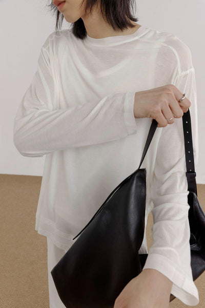 Zhou Sheer Knitted Long Sleeve T-Shirt-korean-fashion-T-Shirt-Zhou's Closet-OH Garments