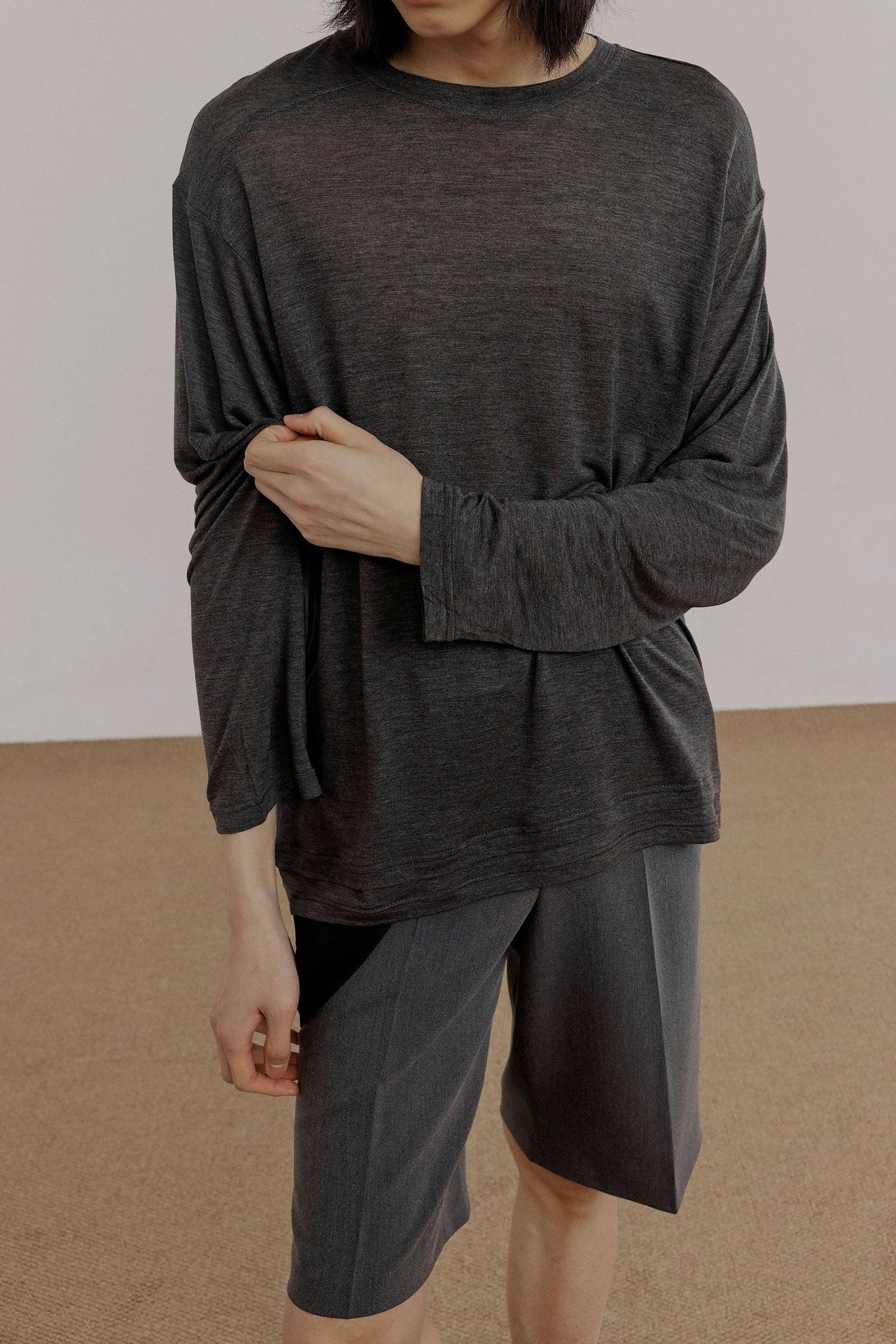 Zhou Sheer Knitted Long Sleeve T-Shirt-korean-fashion-T-Shirt-Zhou's Closet-OH Garments