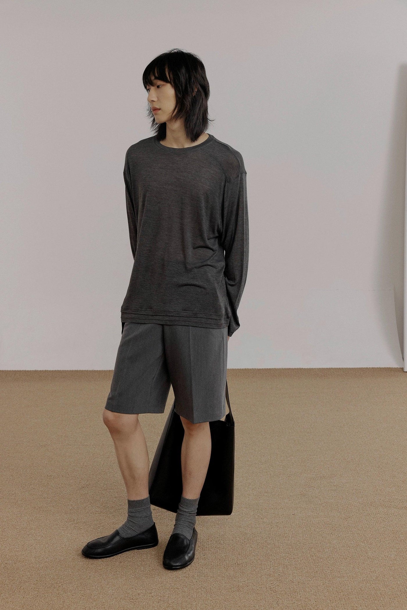 Zhou Sheer Knitted Long Sleeve T-Shirt-korean-fashion-T-Shirt-Zhou's Closet-OH Garments