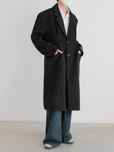 Zhou Shoulder Pad Collared Overcoat-korean-fashion-Long Coat-Zhou's Closet-OH Garments