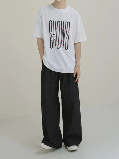 Zhou Shows Text Distorted T-Shirt-korean-fashion-T-Shirt-Zhou's Closet-OH Garments