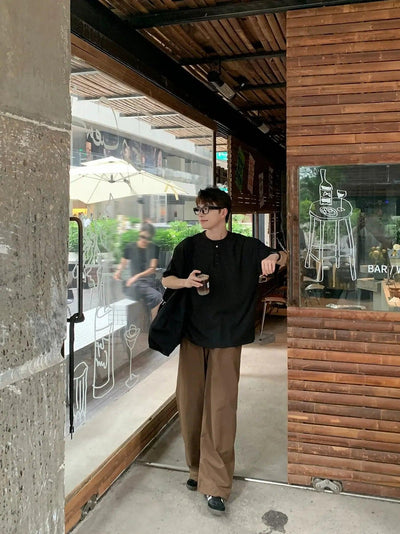 Zhou Side Pleated Loose Fit Pants-korean-fashion-Pants-Zhou's Closet-OH Garments
