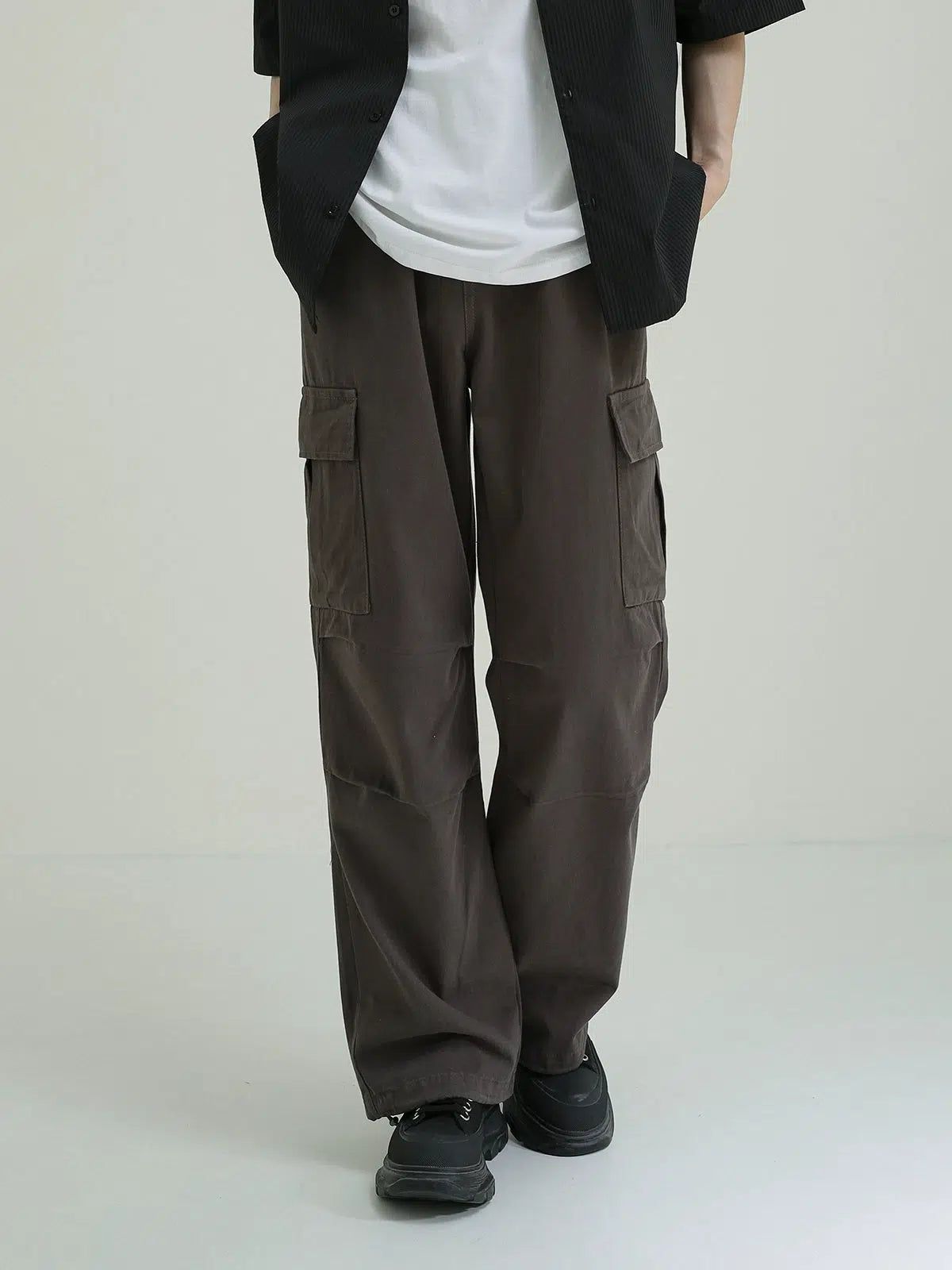 Zhou Side Pocket Pleated Cargo Pants-korean-fashion-Pants-Zhou's Closet-OH Garments