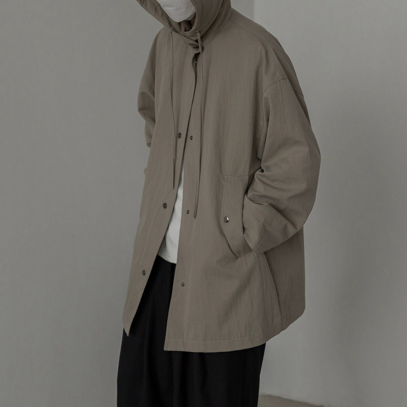 Zhou Side Pockets Hooded Overcoat-korean-fashion-Long Coat-Zhou's Closet-OH Garments