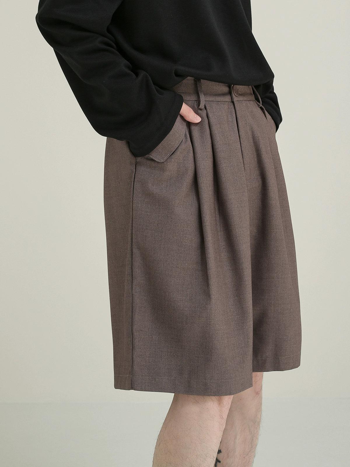 Zhou Side Pockets Knee Shorts-korean-fashion-Shorts-Zhou's Closet-OH Garments