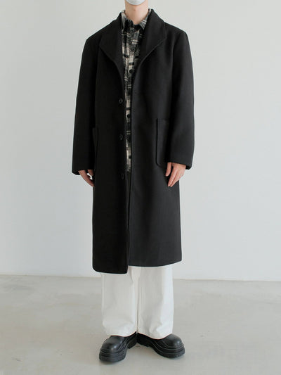 Zhou Side Pockets Lapel Overcoat-korean-fashion-Long Coat-Zhou's Closet-OH Garments