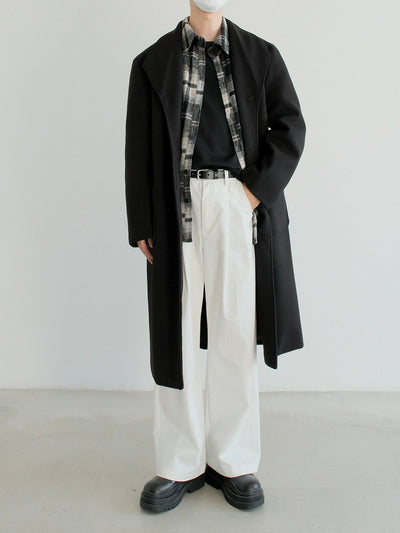 Zhou Side Pockets Lapel Overcoat-korean-fashion-Long Coat-Zhou's Closet-OH Garments