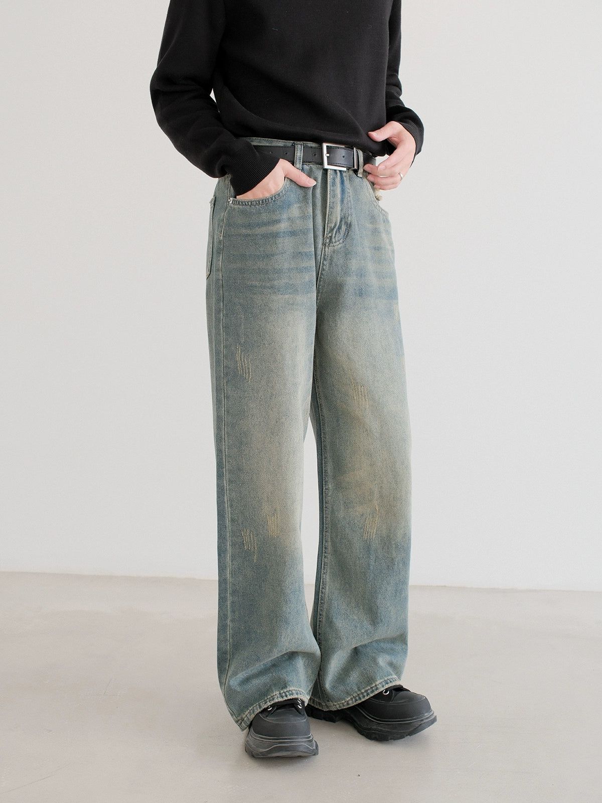 Zhou Side Pockets Straight Leg Jeans-korean-fashion-Jeans-Zhou's Closet-OH Garments