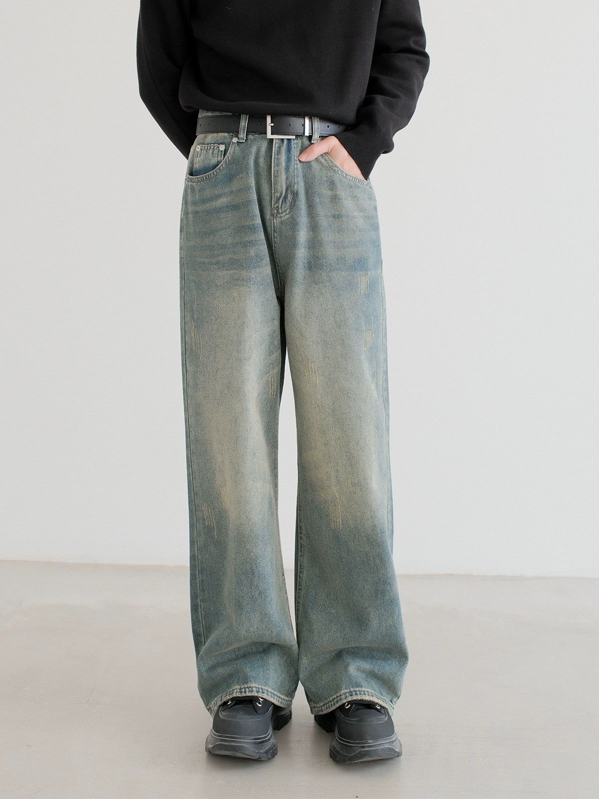 Zhou Side Pockets Straight Leg Jeans-korean-fashion-Jeans-Zhou's Closet-OH Garments