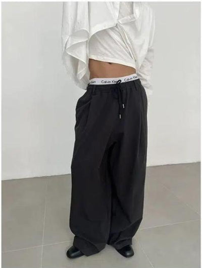 Zhou Slant Pocket Drawstring Pants-korean-fashion-Pants-Zhou's Closet-OH Garments