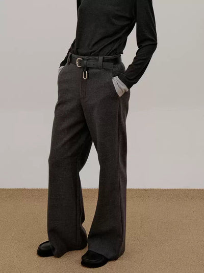 Zhou Slant Pocket Flared Trousers-korean-fashion-Trousers-Zhou's Closet-OH Garments