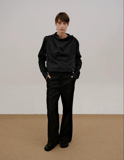 Zhou Slant Pocket Flared Trousers-korean-fashion-Trousers-Zhou's Closet-OH Garments