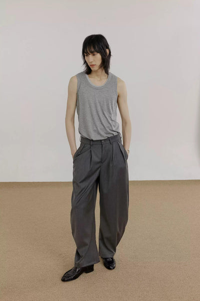 Zhou Slant Pocket Fold Pleated Trousers-korean-fashion-Trousers-Zhou's Closet-OH Garments