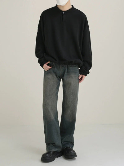 Zhou Slant Pockets Straight Cut Jeans-korean-fashion-Jeans-Zhou's Closet-OH Garments