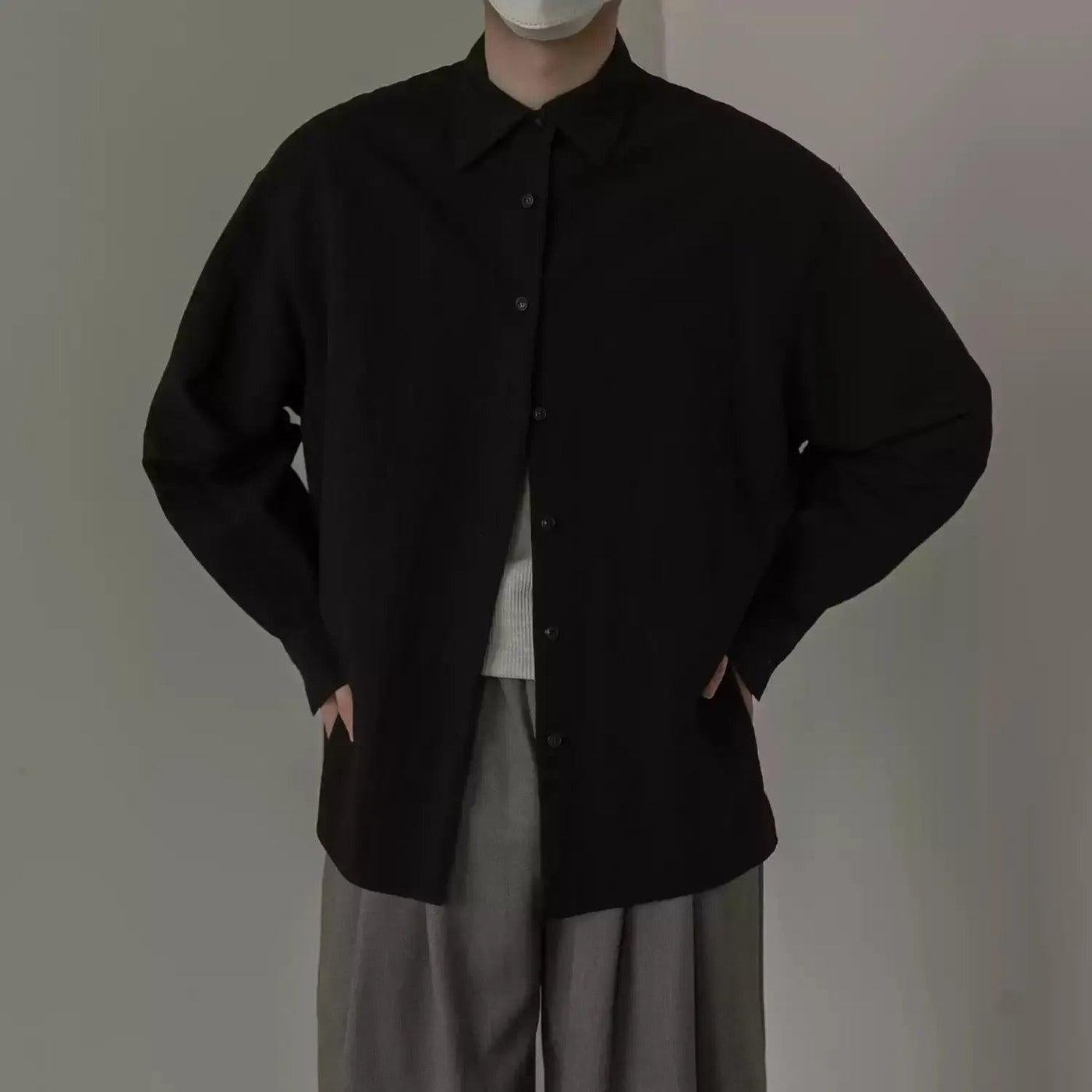 Zhou Sleek Buttoned Long Sleeve Shirt-korean-fashion-Shirt-Zhou's Closet-OH Garments