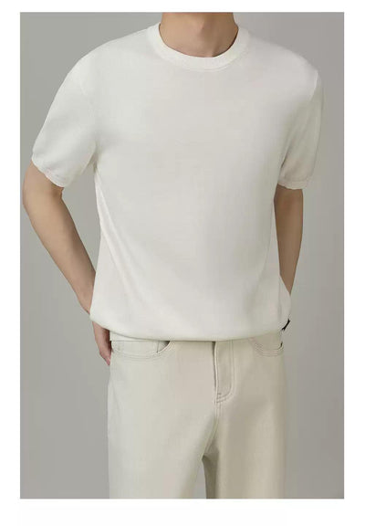 Zhou Sleek Double-Strand Knit T-Shirt-korean-fashion-T-Shirt-Zhou's Closet-OH Garments