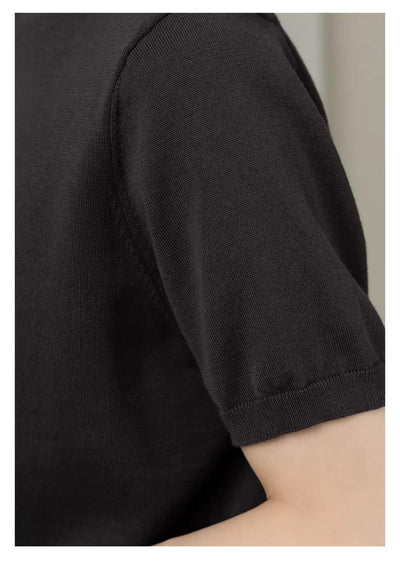 Zhou Sleek Double-Strand Knit T-Shirt-korean-fashion-T-Shirt-Zhou's Closet-OH Garments