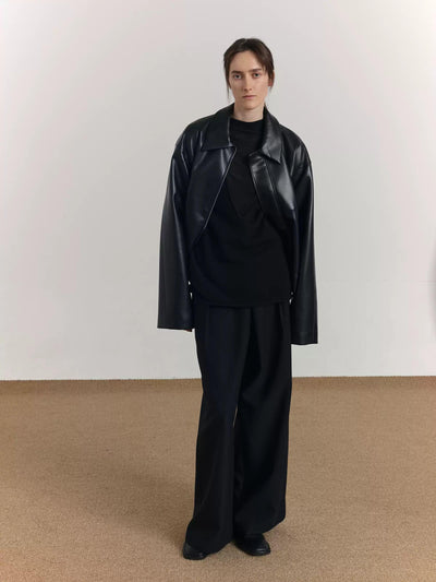 Zhou Sleek Full-Zip PU Leather Jacket-korean-fashion-Jacket-Zhou's Closet-OH Garments