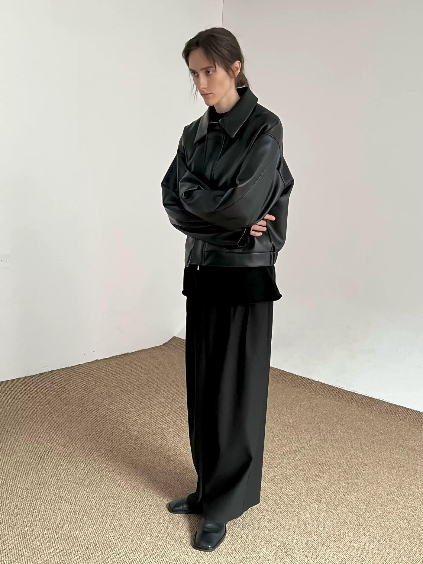 Zhou Sleek Full-Zip PU Leather Jacket-korean-fashion-Jacket-Zhou's Closet-OH Garments