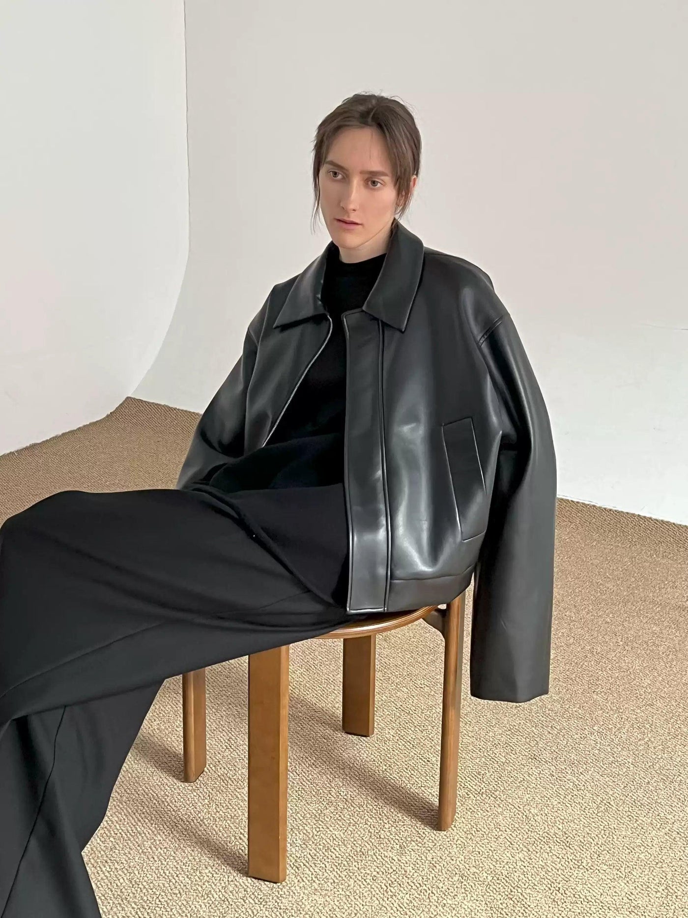 Zhou Sleek Full-Zip PU Leather Jacket-korean-fashion-Jacket-Zhou's Closet-OH Garments