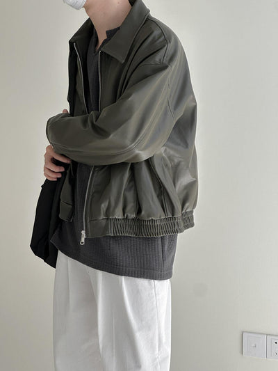 Zhou Sleek Moto Style PU Leather Jacket-korean-fashion-Jacket-Zhou's Closet-OH Garments