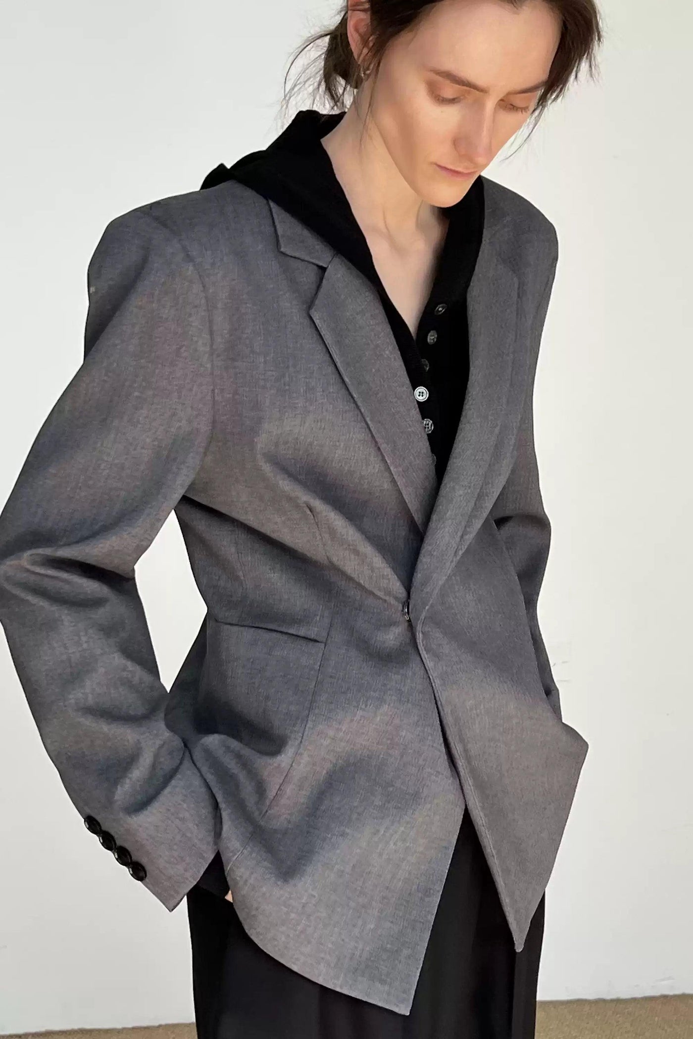 Zhou Sleek Structured Lapel Blazer-korean-fashion-Blazer-Zhou's Closet-OH Garments