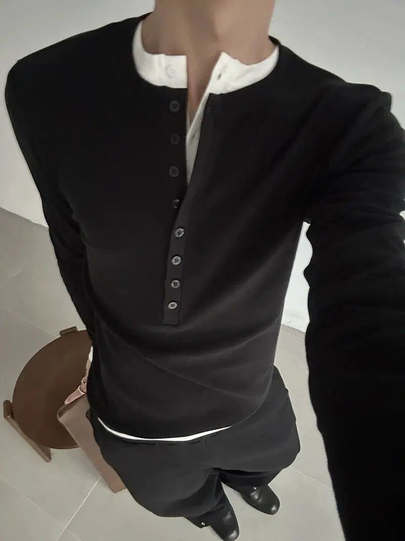 Zhou Slim Fit Buttoned T-Shirt-korean-fashion-T-Shirt-Zhou's Closet-OH Garments