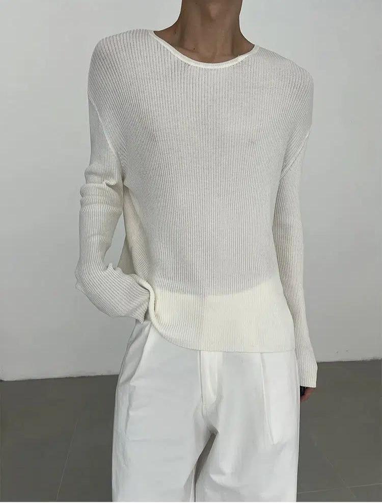 Zhou Slim Fit Ribbed Knit Sweater-korean-fashion-Sweater-Zhou's Closet-OH Garments