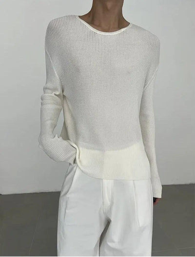 Zhou Slim Fit Ribbed Knit Sweater-korean-fashion-Sweater-Zhou's Closet-OH Garments