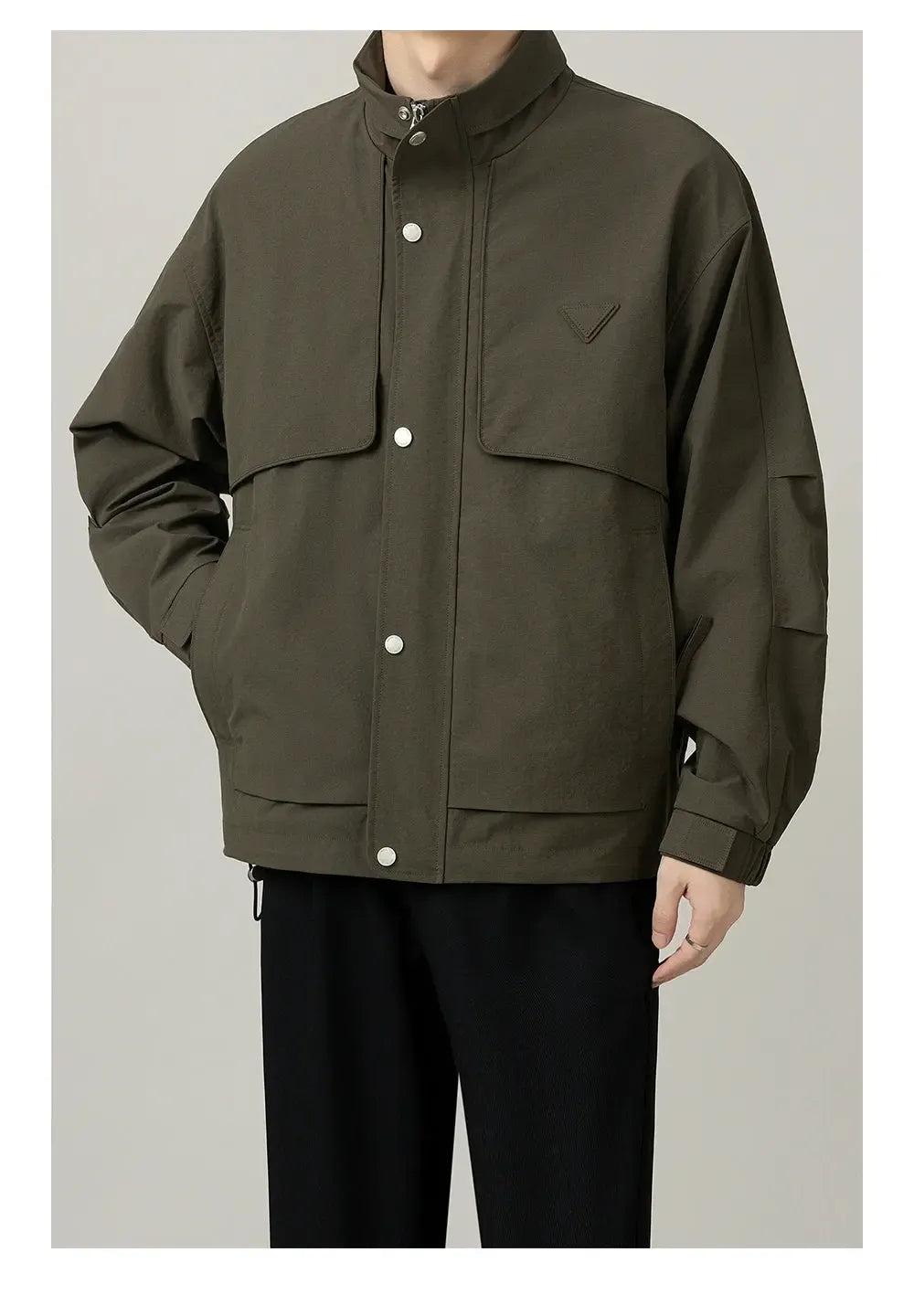 Zhou Snap Buttoned and Zipped Jacket-korean-fashion-Jacket-Zhou's Closet-OH Garments
