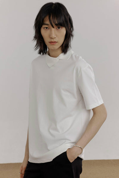 Zhou Solid Asymmetric Lapel Polo-korean-fashion-Polo-Zhou's Closet-OH Garments