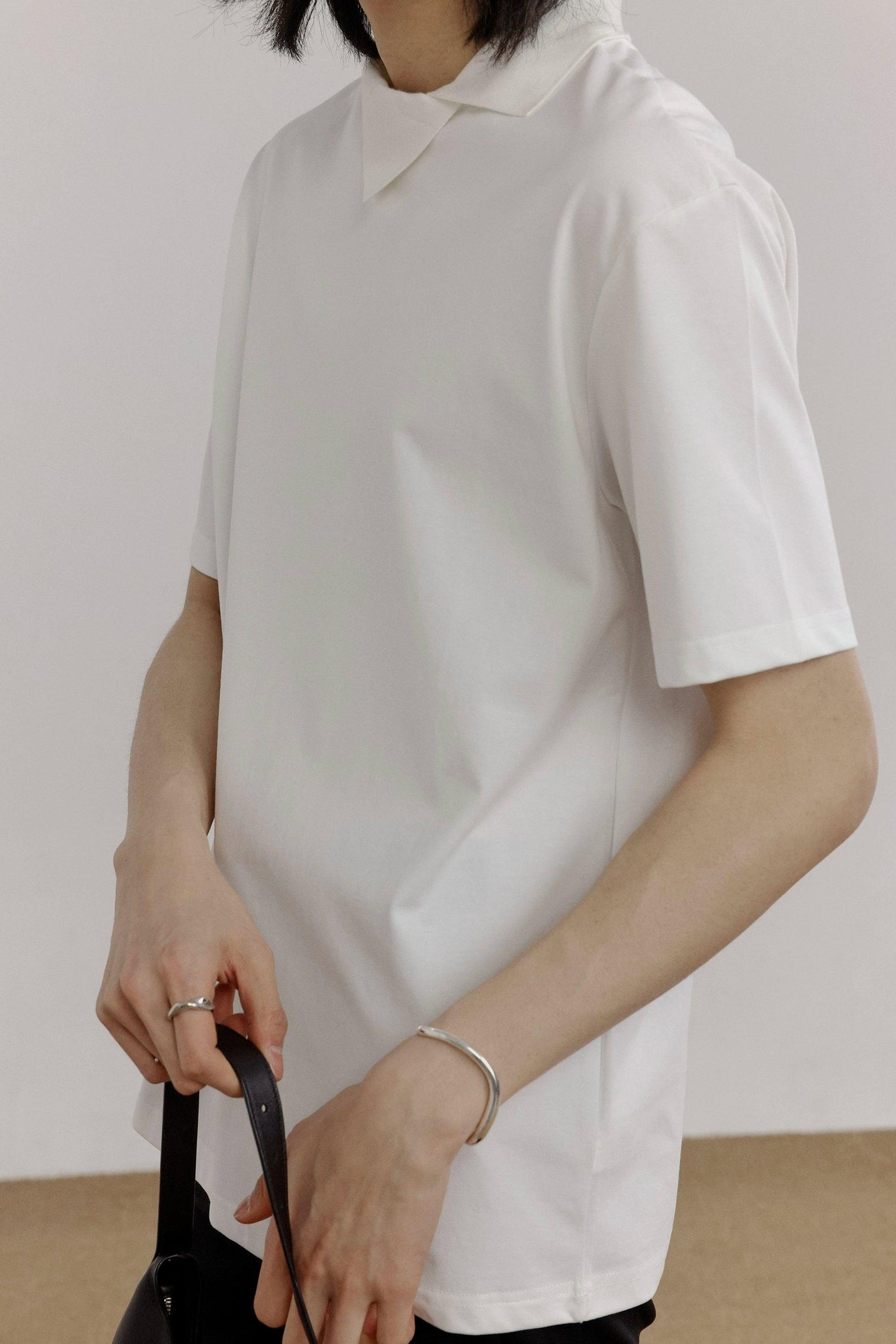 Zhou Solid Asymmetric Lapel Polo-korean-fashion-Polo-Zhou's Closet-OH Garments