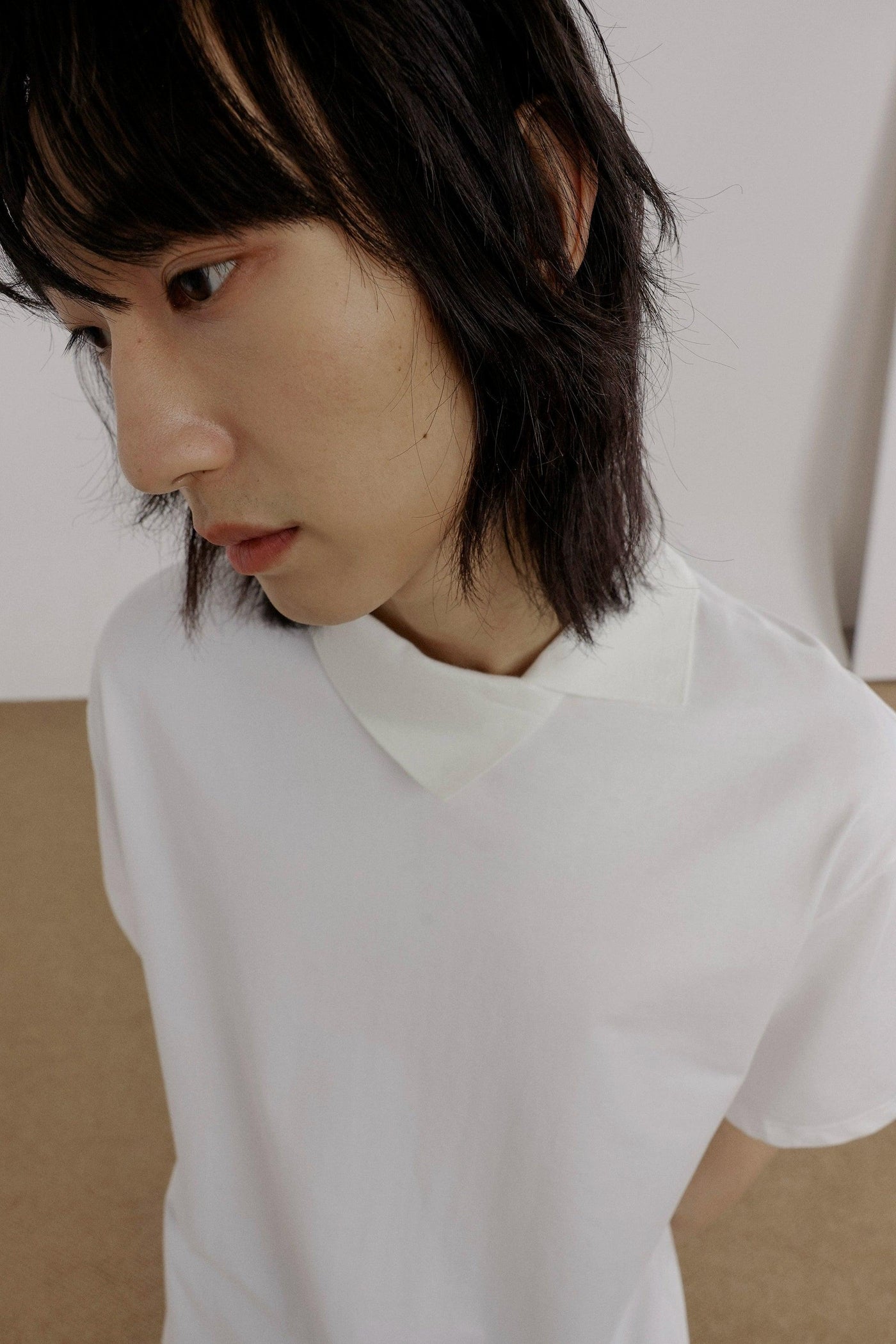 Zhou Solid Asymmetric Lapel Polo-korean-fashion-Polo-Zhou's Closet-OH Garments