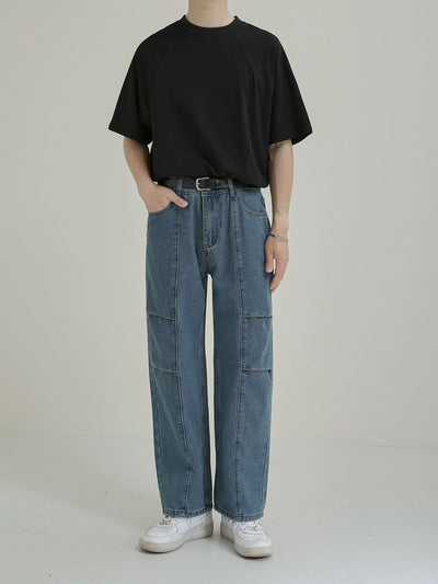 Zhou Solid Asymmetric Seam T-Shirt-korean-fashion-T-Shirt-Zhou's Closet-OH Garments