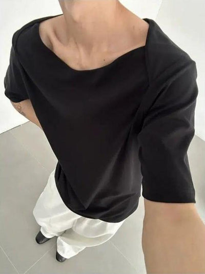 Zhou Solid Boat Neck T-Shirt-korean-fashion-T-Shirt-Zhou's Closet-OH Garments