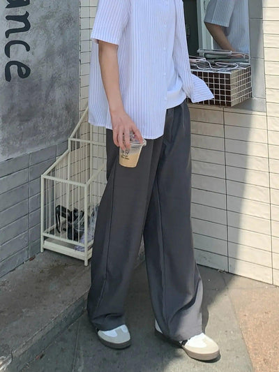 Zhou Solid Color Relaxed Fit Pants-korean-fashion-Pants-Zhou's Closet-OH Garments