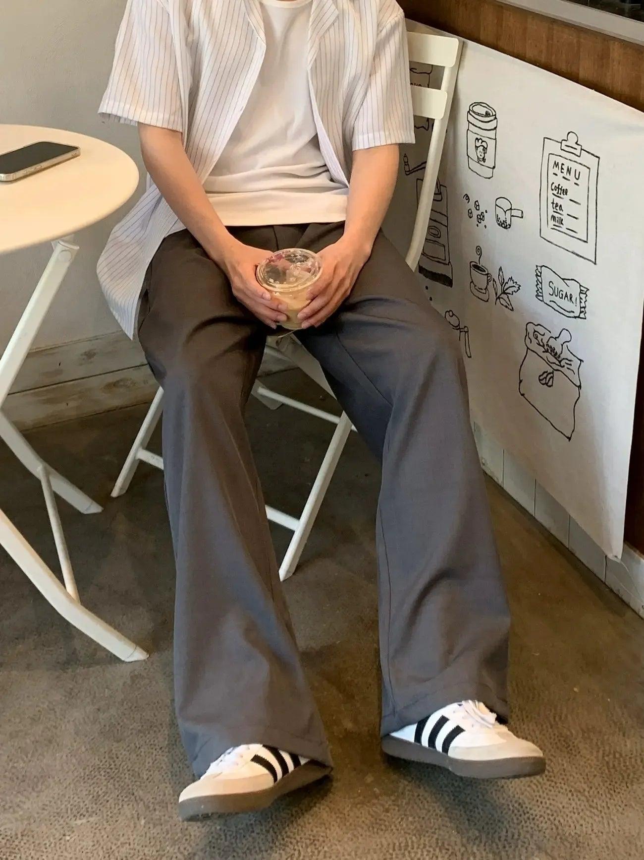Zhou Solid Color Relaxed Fit Pants-korean-fashion-Pants-Zhou's Closet-OH Garments