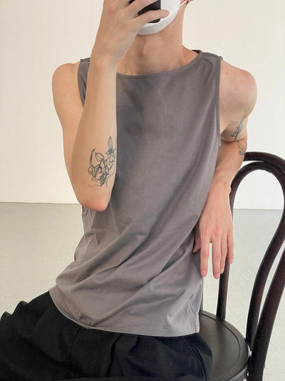 Zhou Solid Color Relaxed Fit Tank Top-korean-fashion-Tank Top-Zhou's Closet-OH Garments