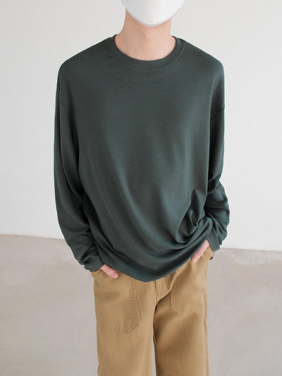 Zhou Solid Color Relaxed Long Sleeve T-Shirt-korean-fashion-T-Shirt-Zhou's Closet-OH Garments