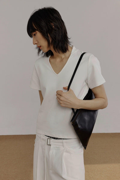 Zhou Solid Color V-Neck T-Shirt-korean-fashion-T-Shirt-Zhou's Closet-OH Garments