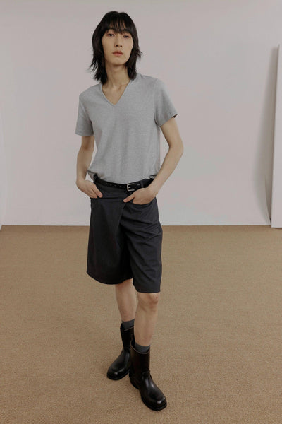 Zhou Solid Color V-Neck T-Shirt-korean-fashion-T-Shirt-Zhou's Closet-OH Garments