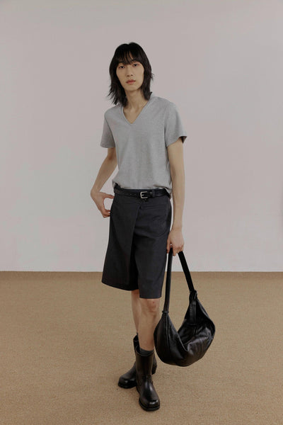 Zhou Solid Color V-Neck T-Shirt-korean-fashion-T-Shirt-Zhou's Closet-OH Garments