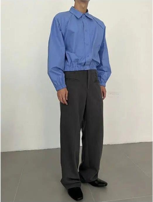 Zhou Solid Elastic Hem Shirt-korean-fashion-Shirt-Zhou's Closet-OH Garments