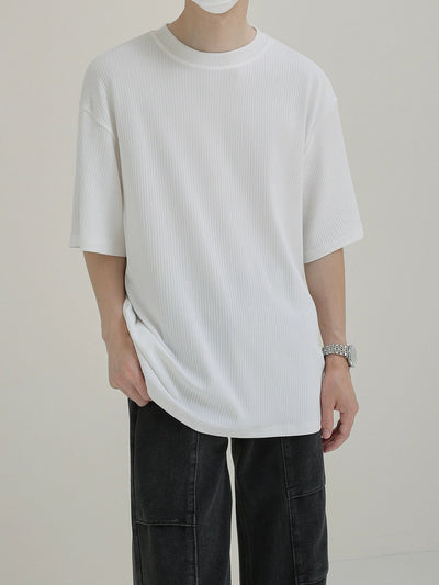 Zhou Solid Fine Ribbed T-Shirt-korean-fashion-T-Shirt-Zhou's Closet-OH Garments