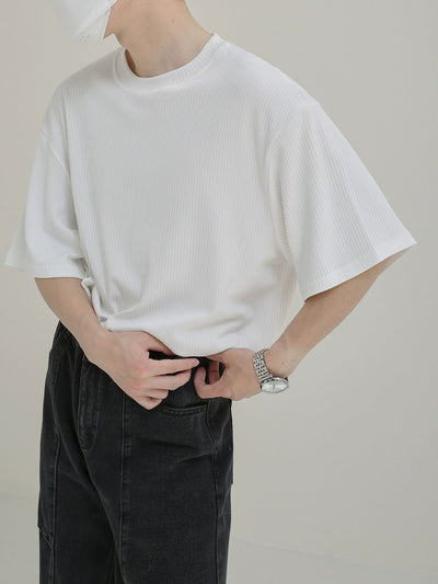 Zhou Solid Fine Ribbed T-Shirt-korean-fashion-T-Shirt-Zhou's Closet-OH Garments