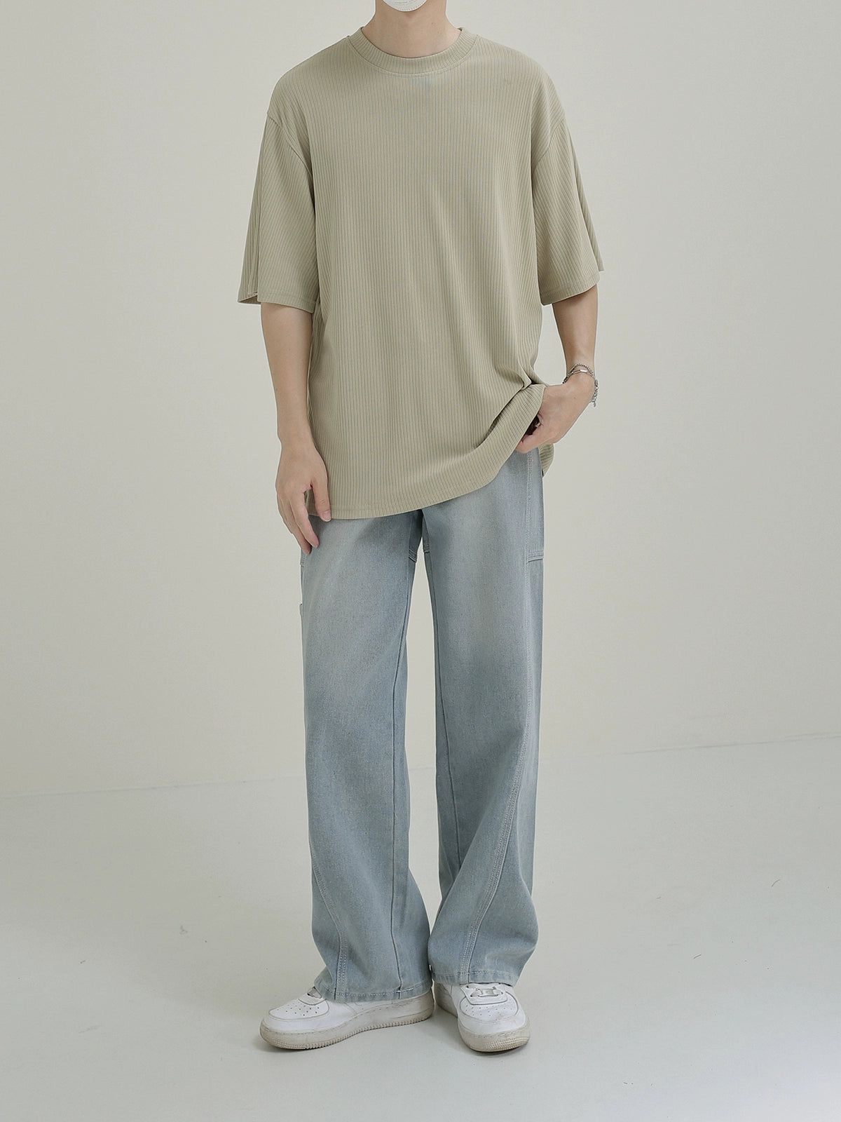 Zhou Solid Fine Ribbed T-Shirt-korean-fashion-T-Shirt-Zhou's Closet-OH Garments